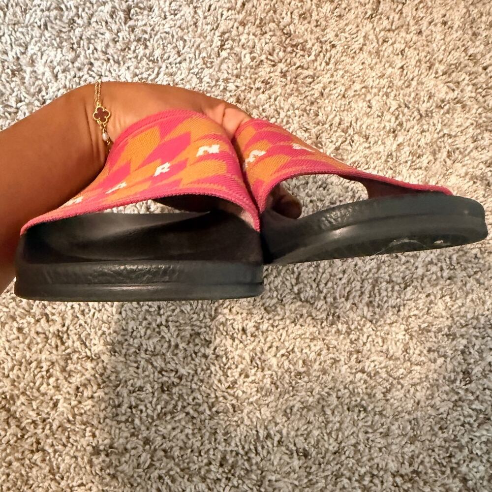 Marni Pink & Orange Geometric Logo Strap Slide Sandals - 39 - Picture 8 of 12